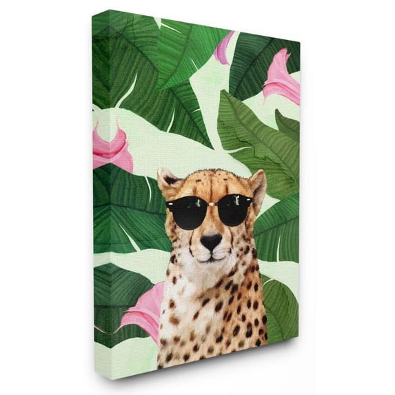 Stupell Industries Fashion Cheetah Funny Flower Tropical Painting Canvas Wall Art by Ziwei Li