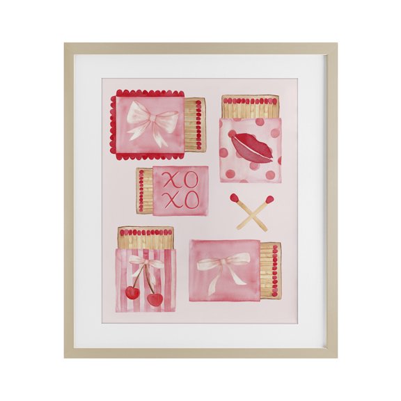 Stupell Industries Fashion Chic Matchbook Composition Birch Framed Print Under Glass design by Nina Jacobs, 16 x 13