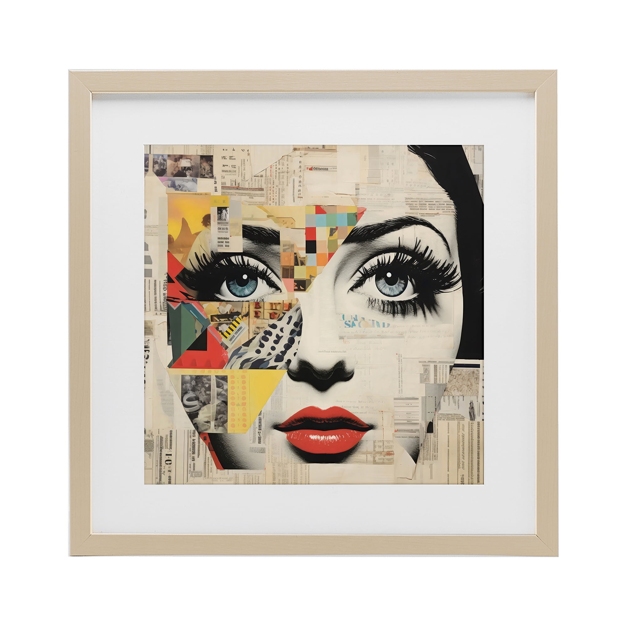 Stupell Industries Fashion Collage Pop Portrait Birch Framed Print Under Glass, design by Creative Studio
