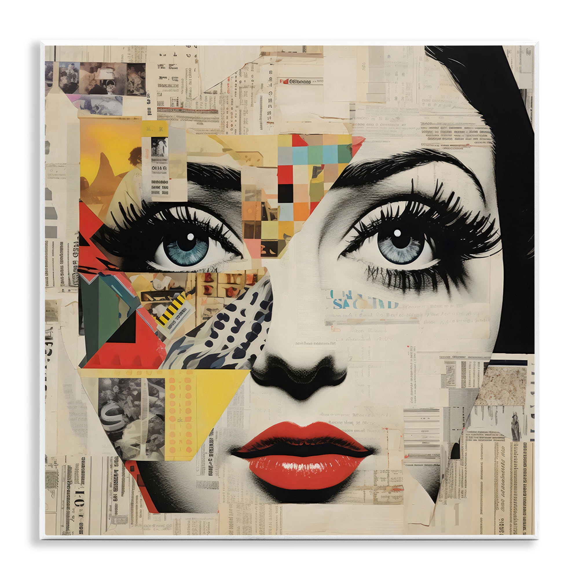 Stupell Industries Fashion Collage Pop Portrait Wall Plaque Art, design by Creative Studio