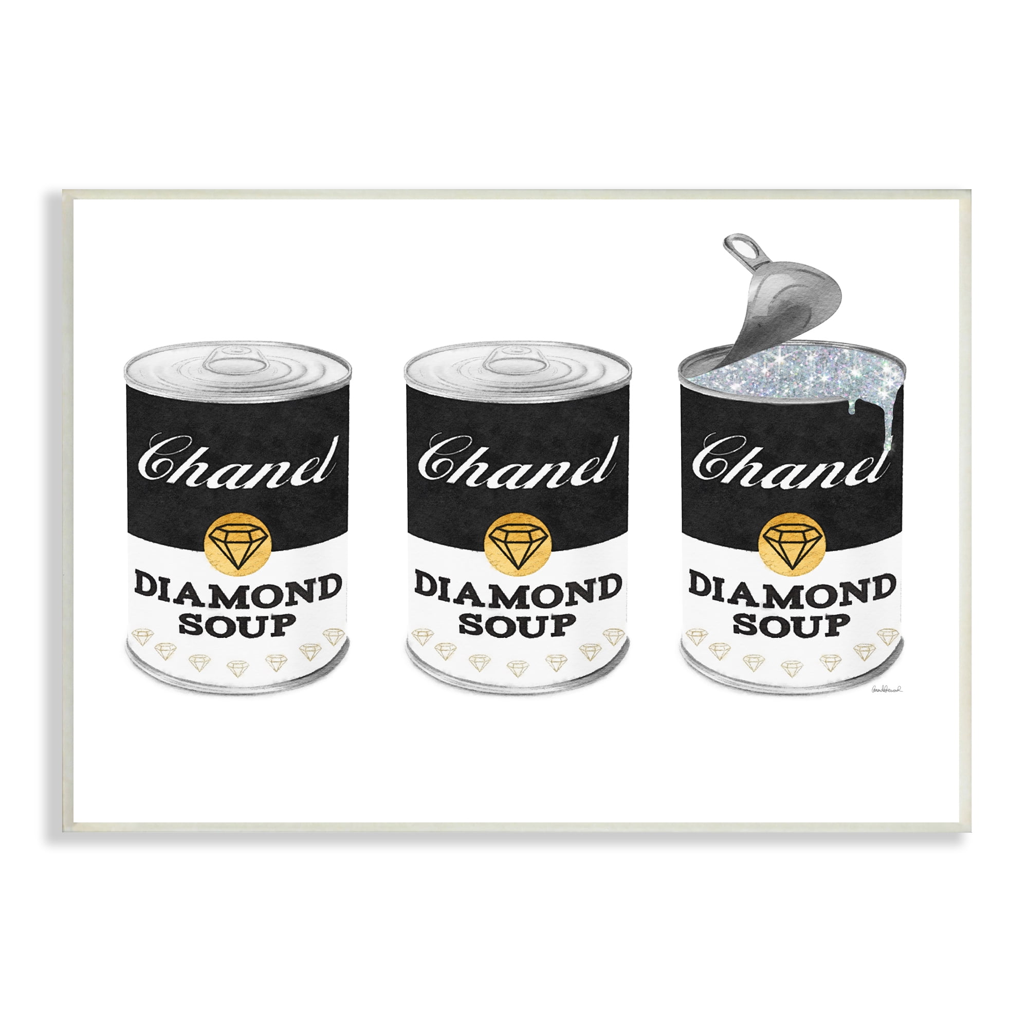 Stupell Industries Fashion Condensed Soup Trio Glam Black Diamond Pop, 15 x 10, Design by Amanda Greenwood