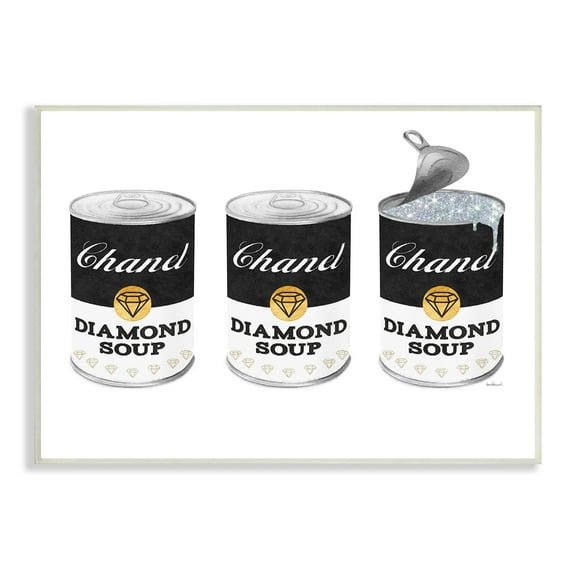 Stupell Industries Fashion Condensed Soup Trio Glam Black Diamond Pop, 19 x 13, Design by Amanda Greenwood