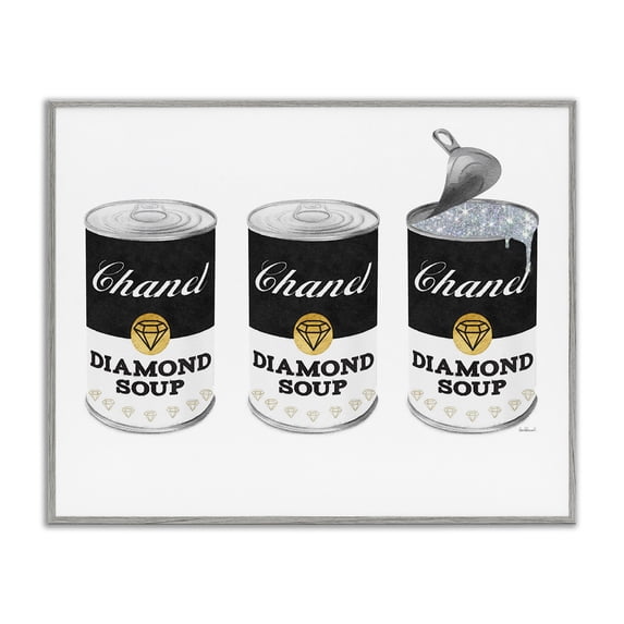 Stupell Industries Art Deco Fashion Condensed Soup Trio Glam Black Diamond Pop Gray Framed Giclee Art, 20 x 16, by Amanda Greenwood