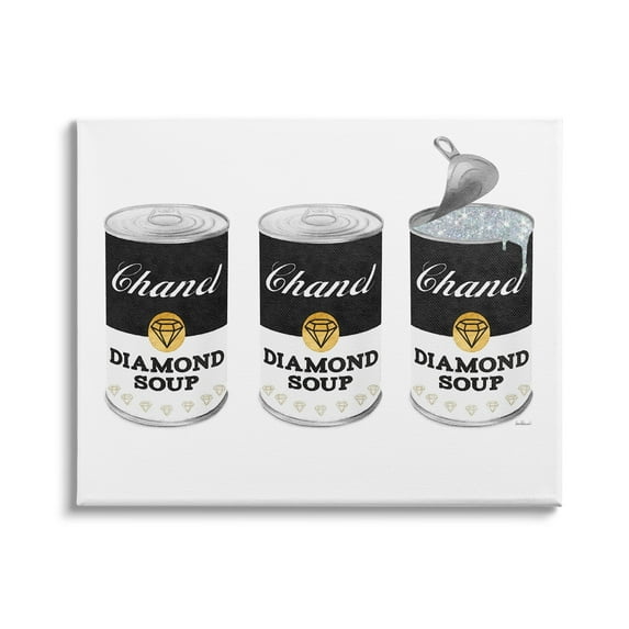 Stupell Industries Fashion Condensed Soup Trio Glam Black Diamond Pop, 20 x 16, Design by Amanda Greenwood