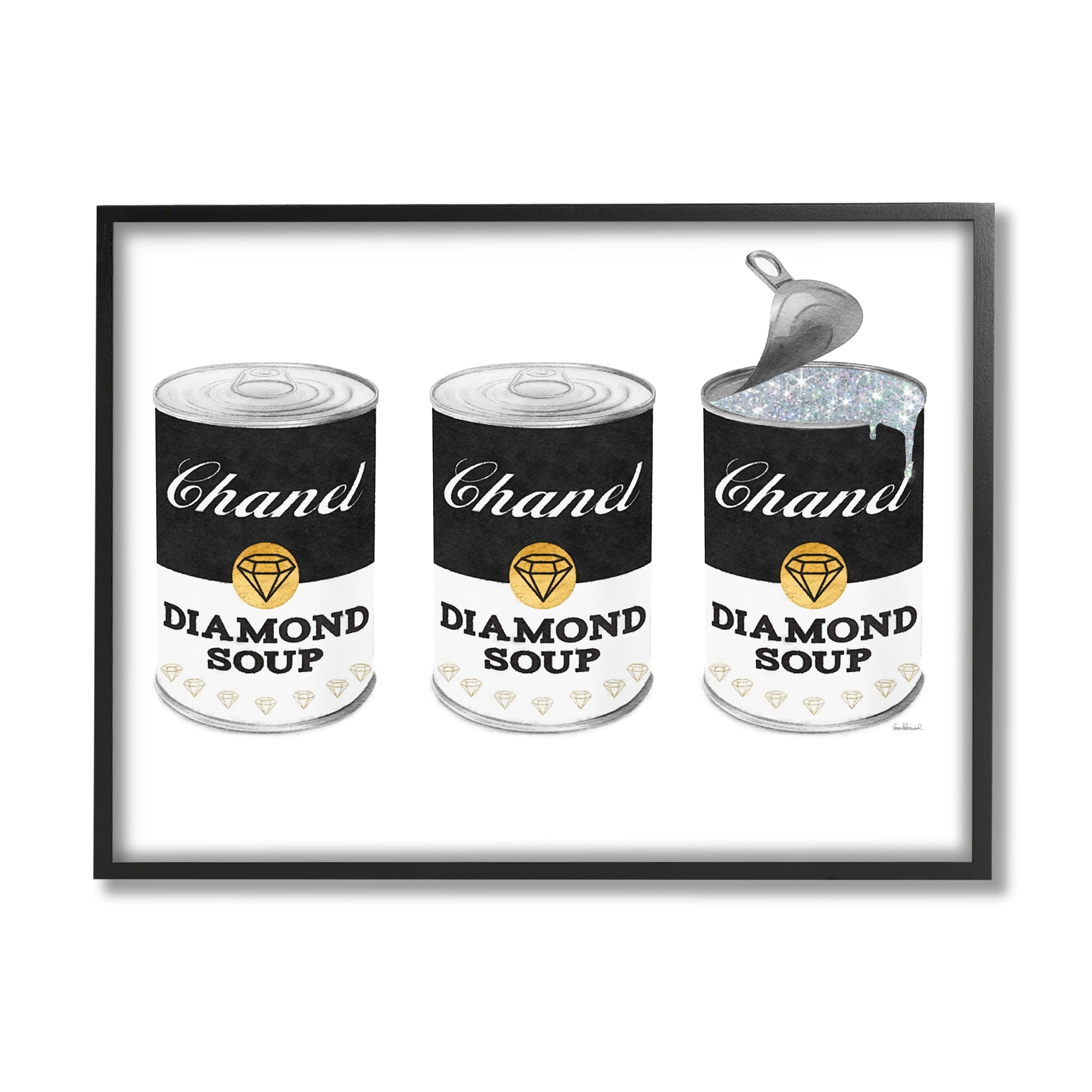 Stupell Industries Fashion Condensed Soup Trio Glam Black Diamond Pop, 30 x 24, Design by Amanda Greenwood