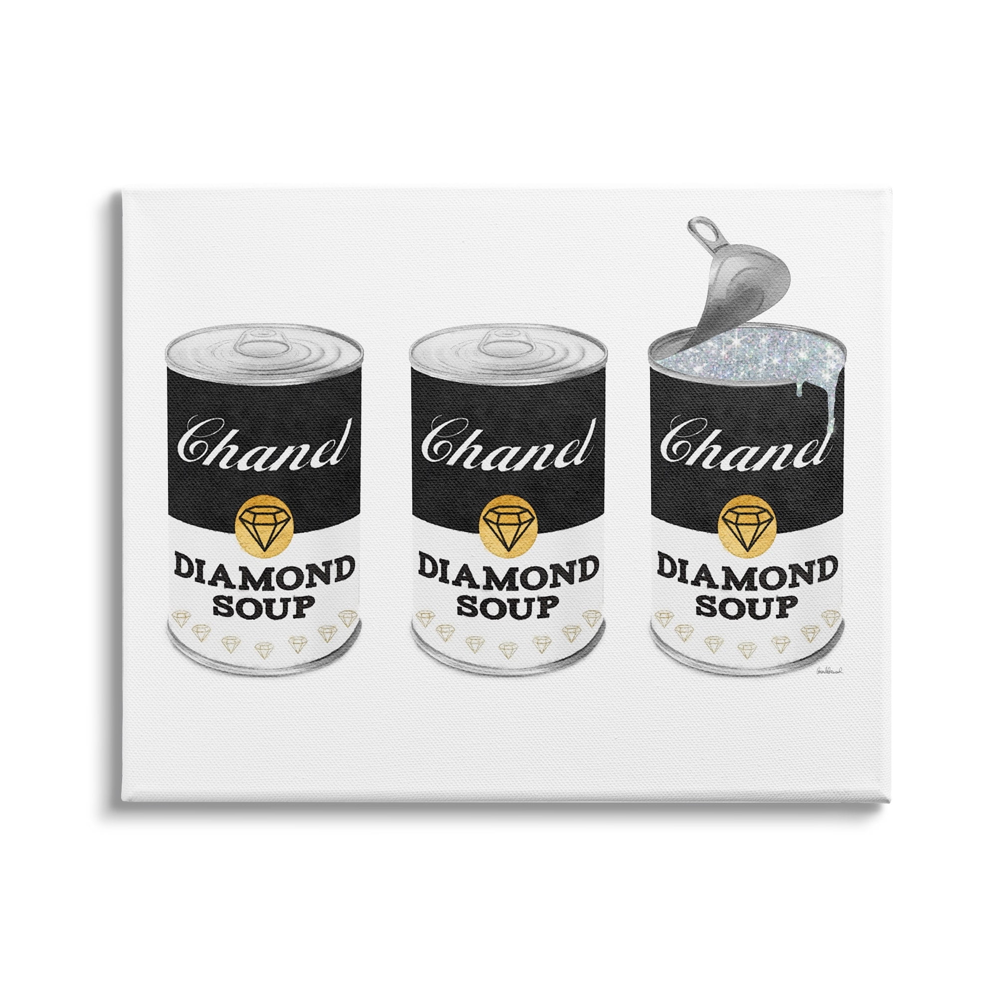 Stupell Industries Fashion Condensed Soup Trio Glam Black Diamond Pop, 48 x 36, Design by Amanda Greenwood