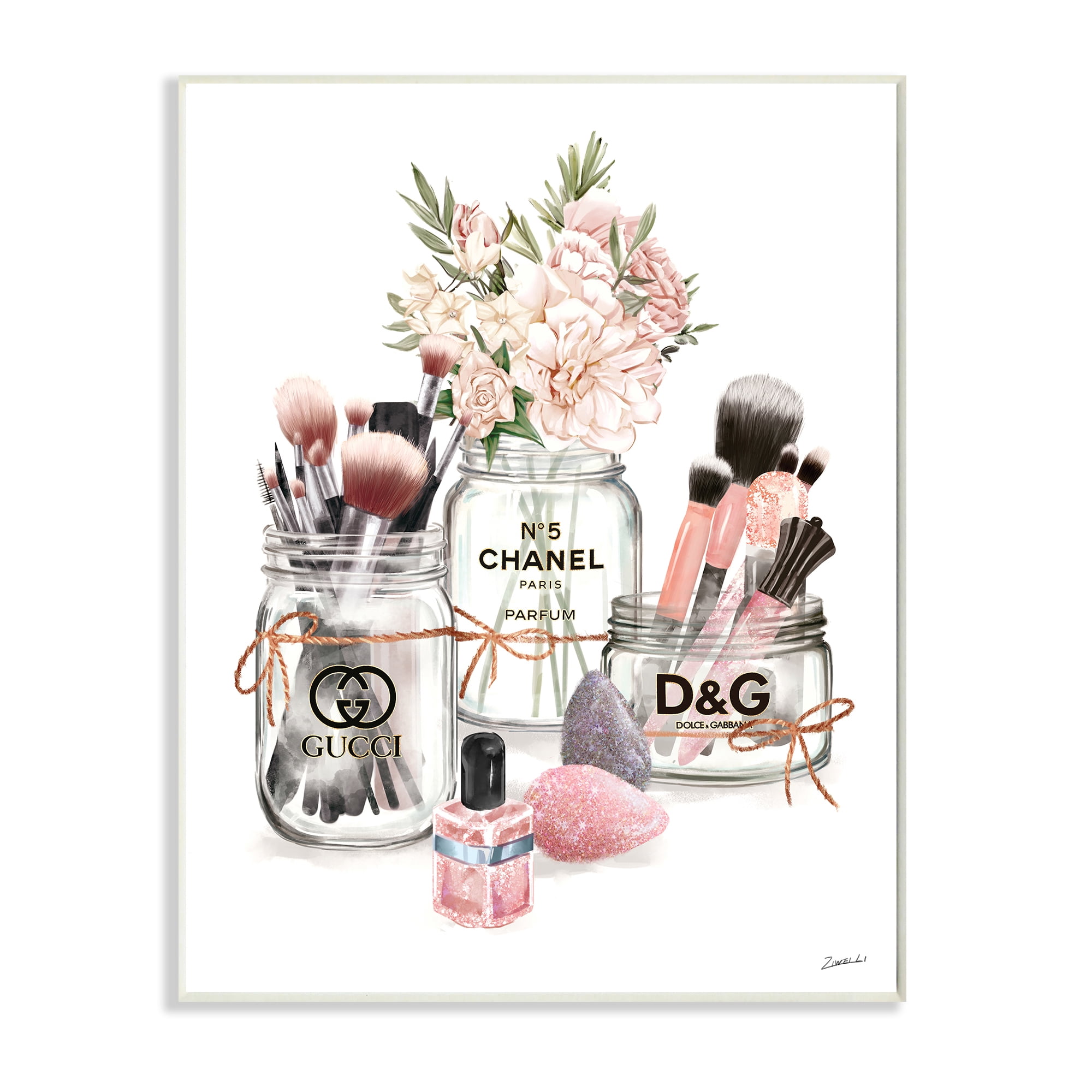Stupell Industries Fashion Cosmetic Brushes in Glam Jars ,10 x 15,Designed by Ziwei Li