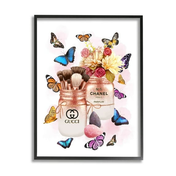 Stupell Industries Fashion Cosmetic Jars Vibrant Colorful Butterflies Design by Ziwei Li