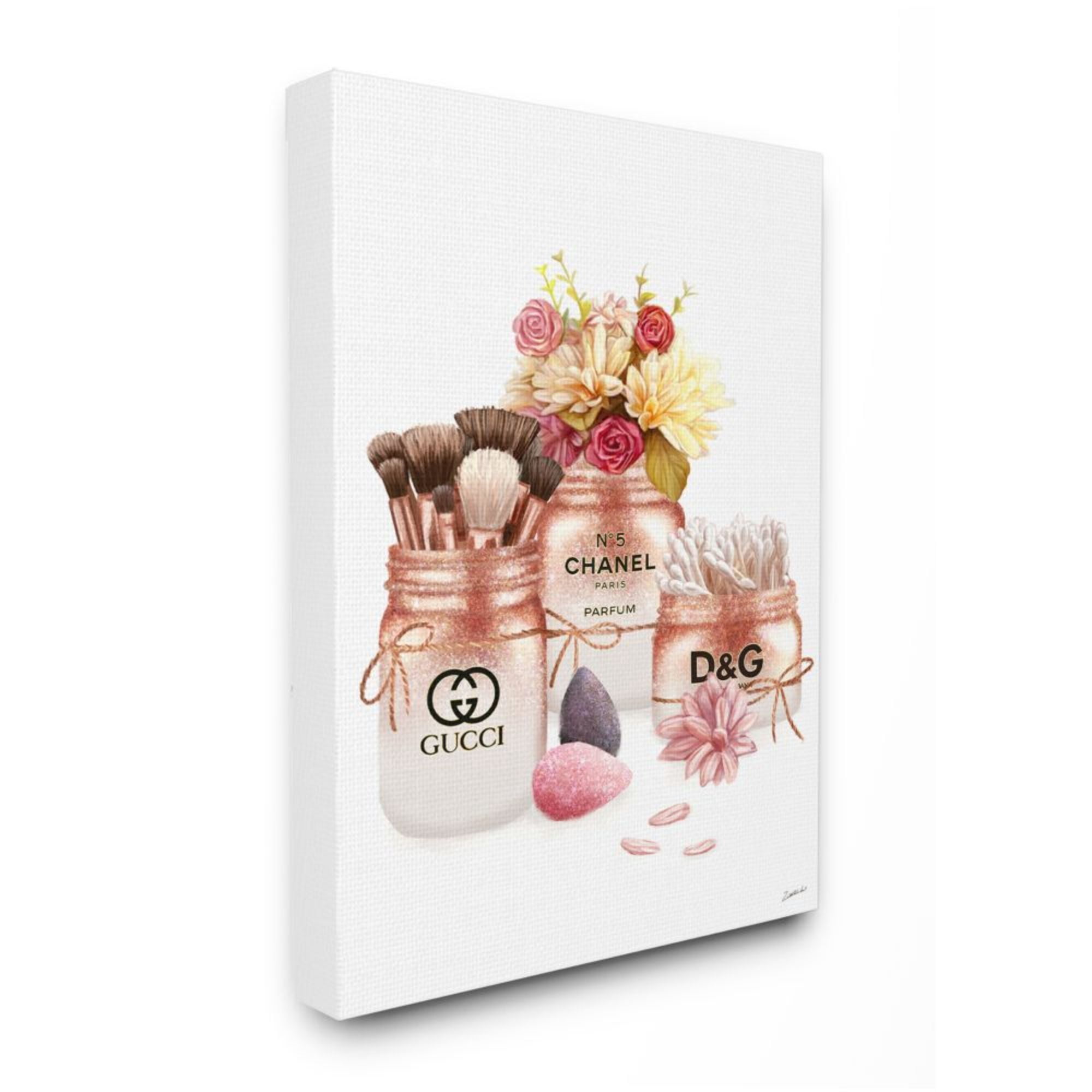 Stupell Industries Fashion Cosmetic Jars and Floral Bouquet Design by Ziwei Li, 16" x 20"