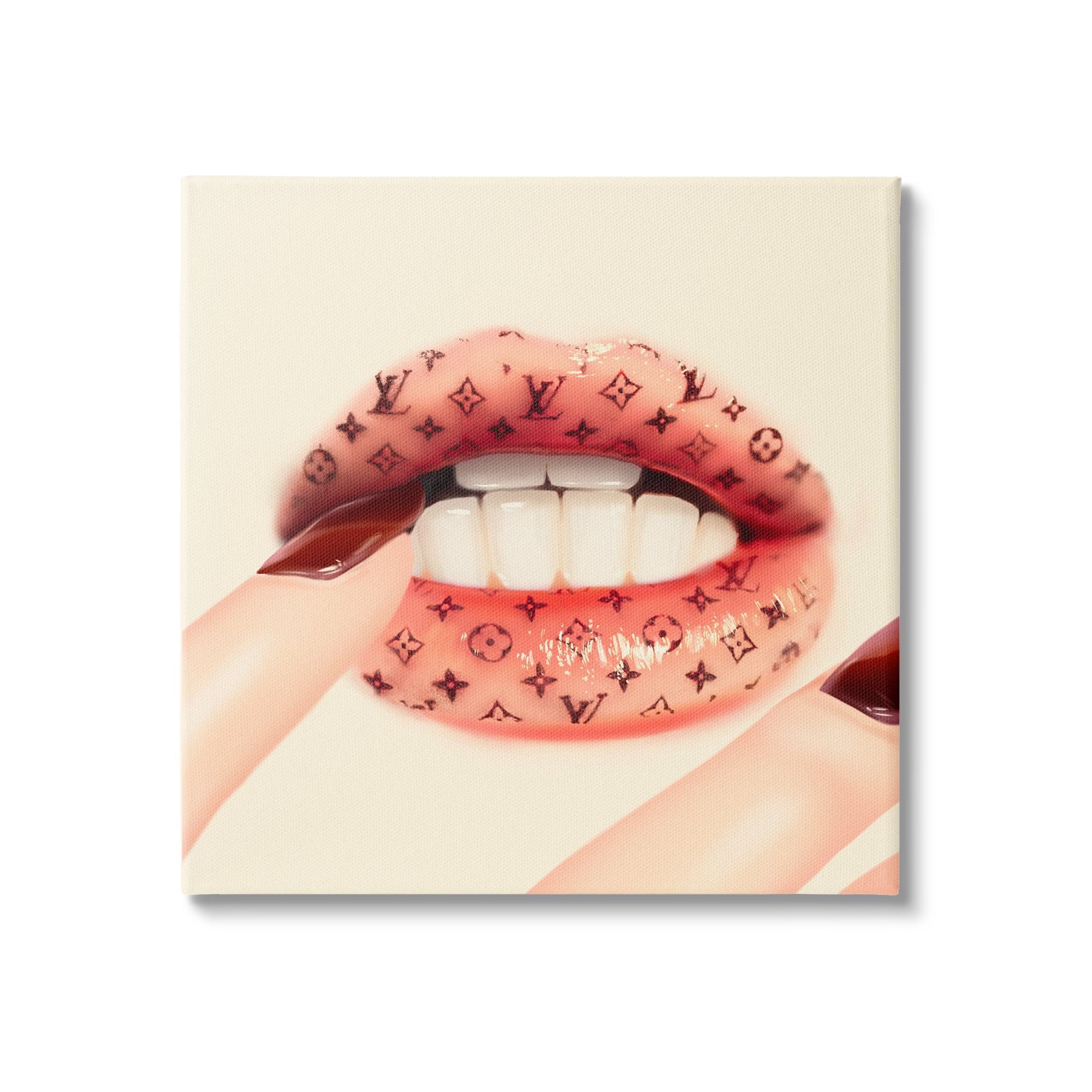 Stupell Industries Fashion Design Emblem Pattern Lipstick Nail Polish Canvas Wall Art, 17 x 17, Design by Ziwei Li