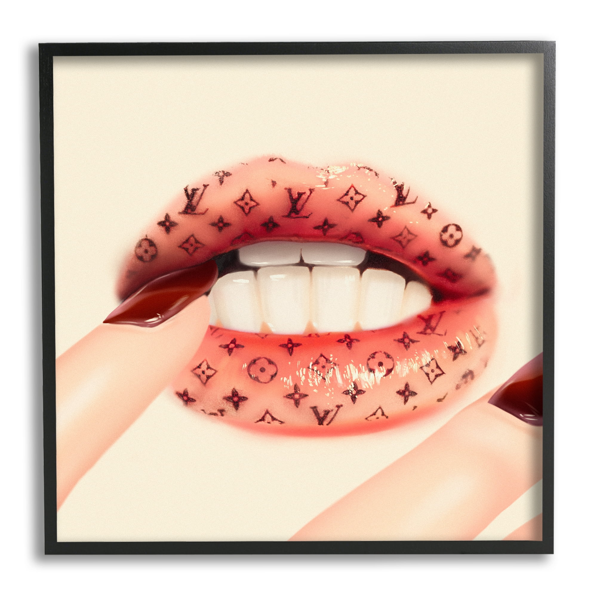 Stupell Industries Fashion Design Emblem Pattern Lipstick Nail Polish Framed Wall Art, 17 x 30, Design by Ziwei Li