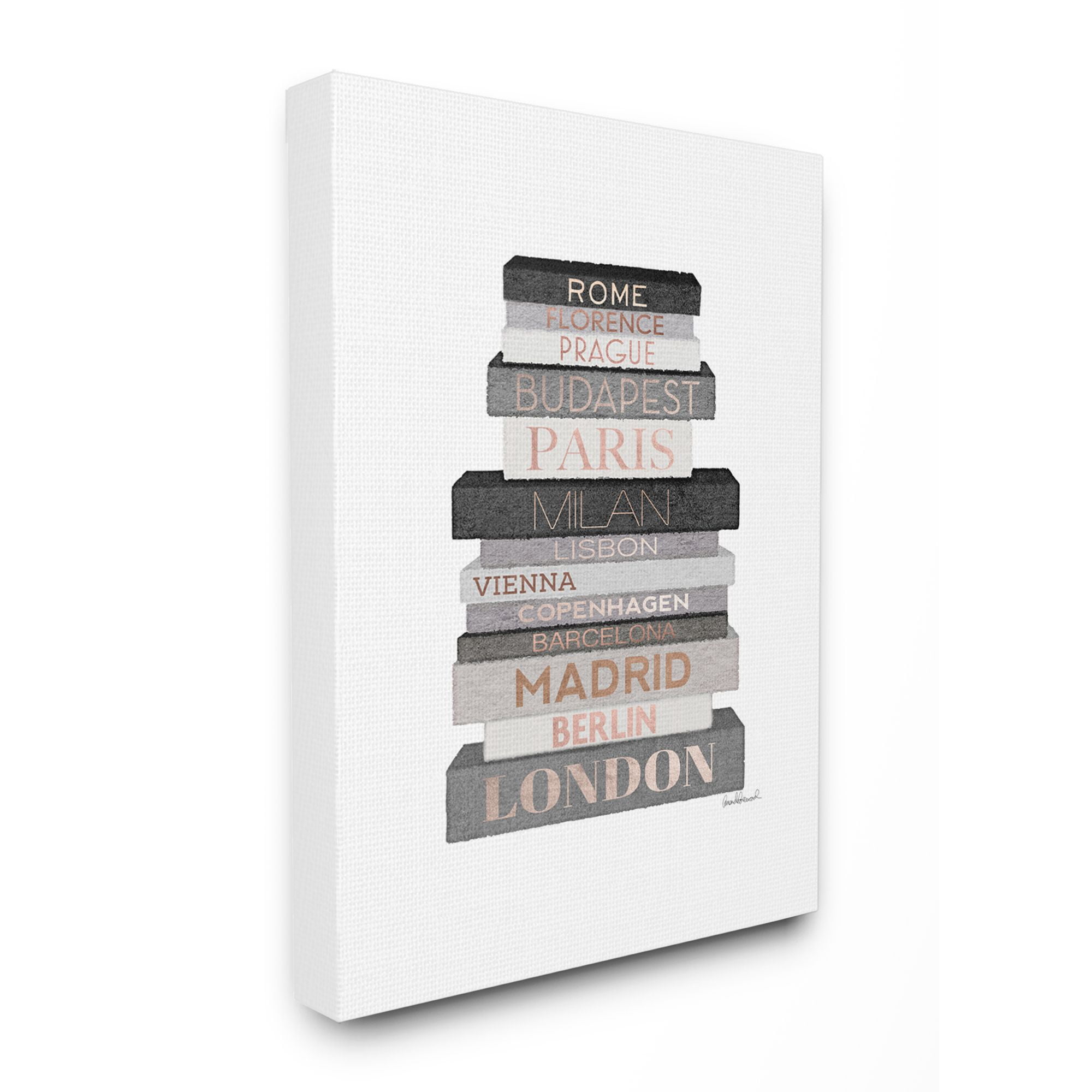 Stupell Industries Fashion Designer Bookstack Gray Black Watercolor Canvas Wall Art by Amanda Greenwood