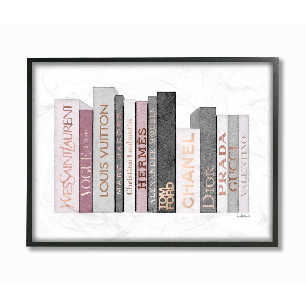 Stupell Industries Fashion Designer Bookstack Pink Gray Watercolor Framed Wall Art by Amanda Greenwood