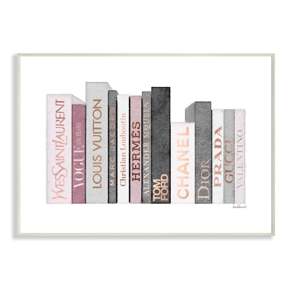 Stupell Industries Fashion Designer Bookstack Pink Gray Watercolor Wall Plaque by Amanda Greenwood