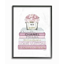 Stupell Industries Fashion Designer Flower Bookstack Pink White Watercolor Framed Wall Art by Amanda Greenwood