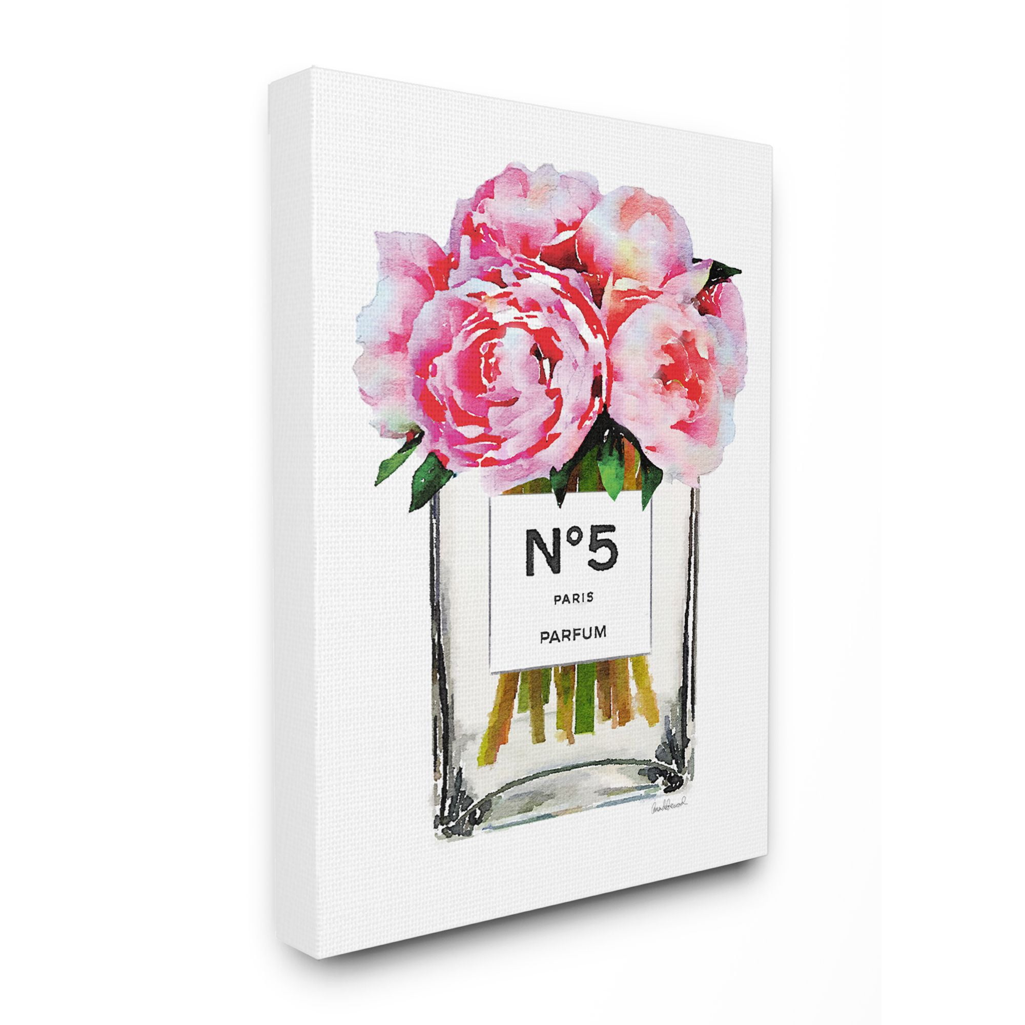 Stupell Industries Fashion Designer Flower Bottle Pink Roses Watercolor Canvas Wall Art by Amanda Greenwood