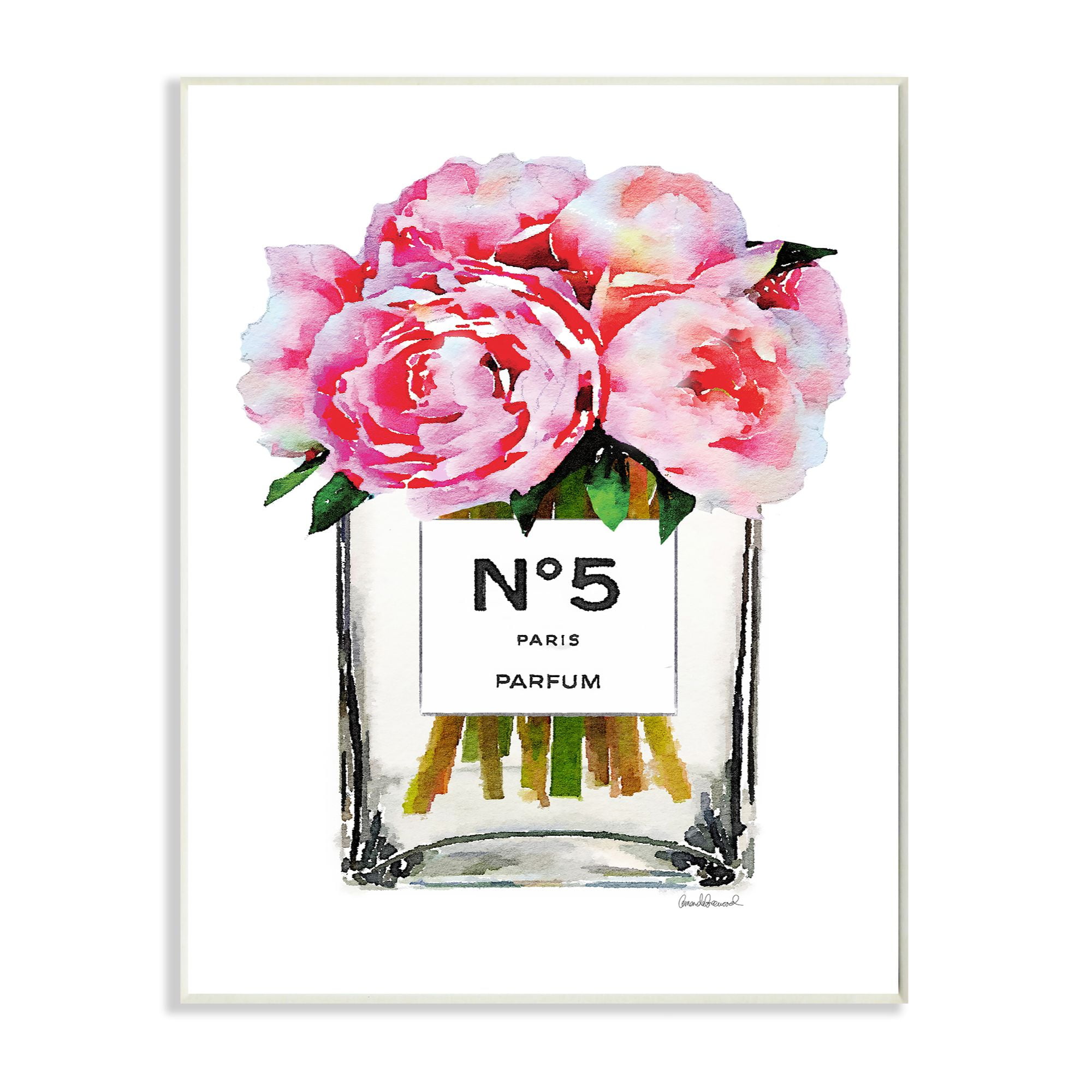 Stupell Industries Fashion Designer Flower Bottle Pink Roses Watercolor Wall Plaque by Amanda Greenwood