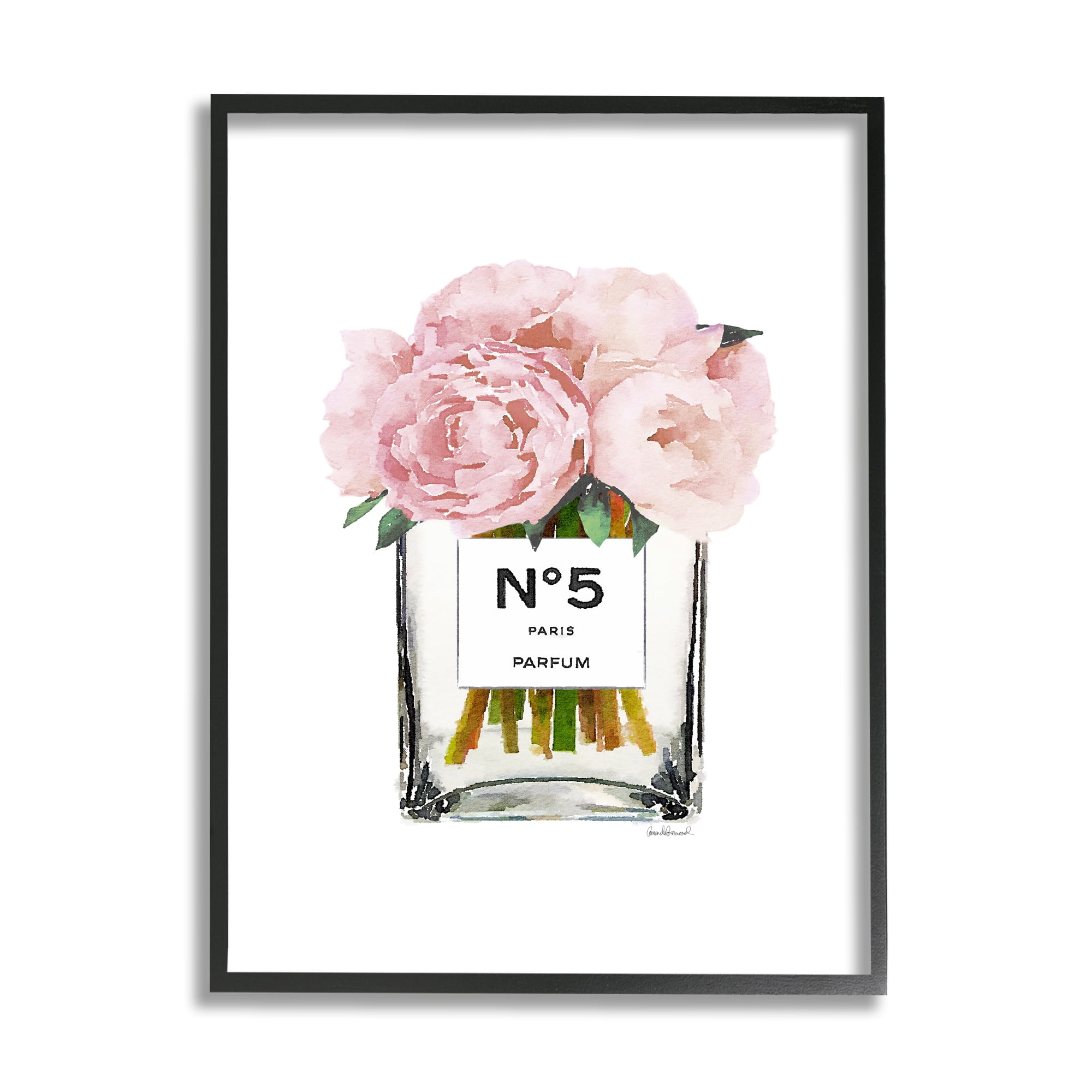 Stupell Industries Fashion Designer Flower Bottle Pink Watercolor Framed Wall Art by Amanda Greenwood