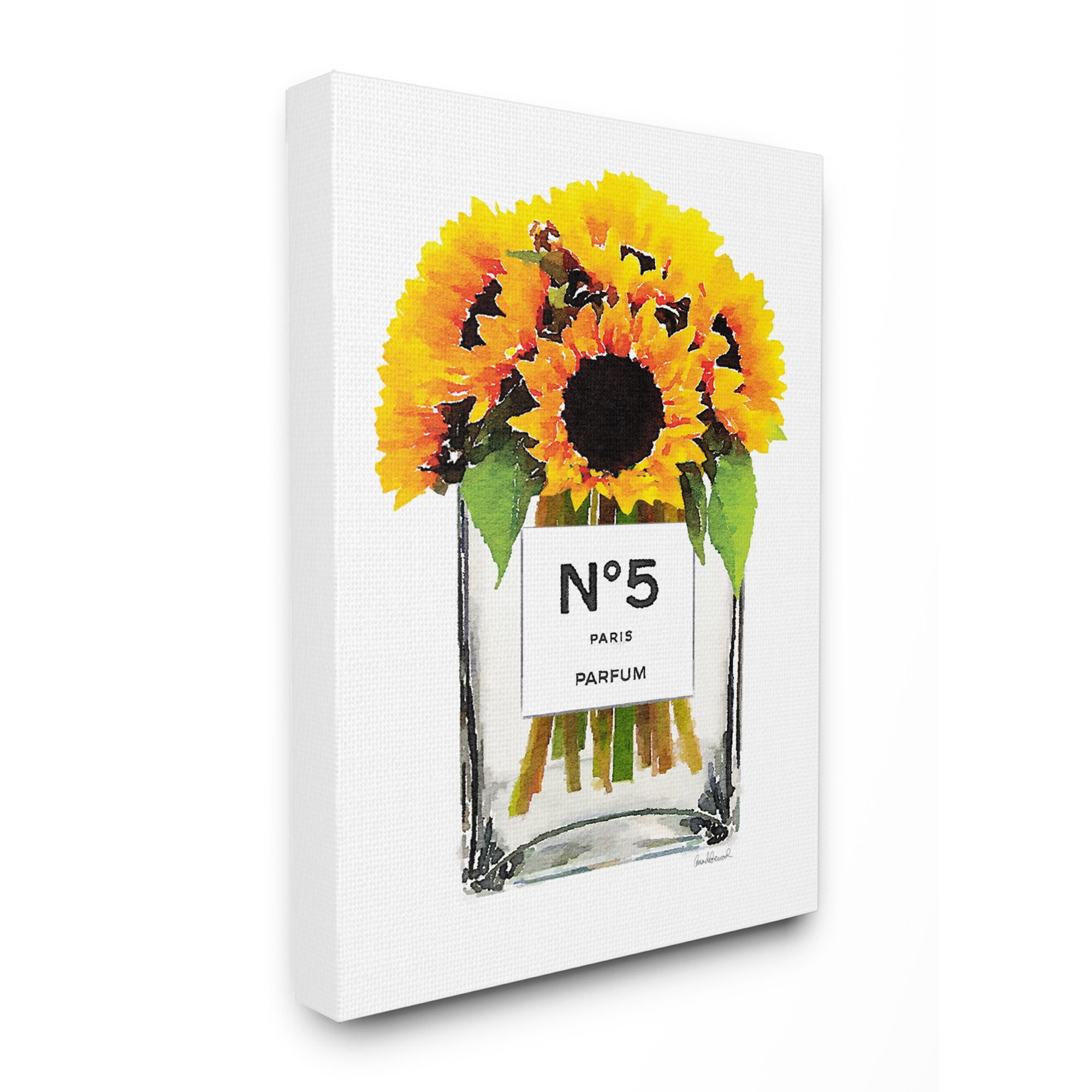 Stupell Industries Fashion Designer Flower Bottle Yellow Watercolor Canvas Wall Art by Amanda Greenwood