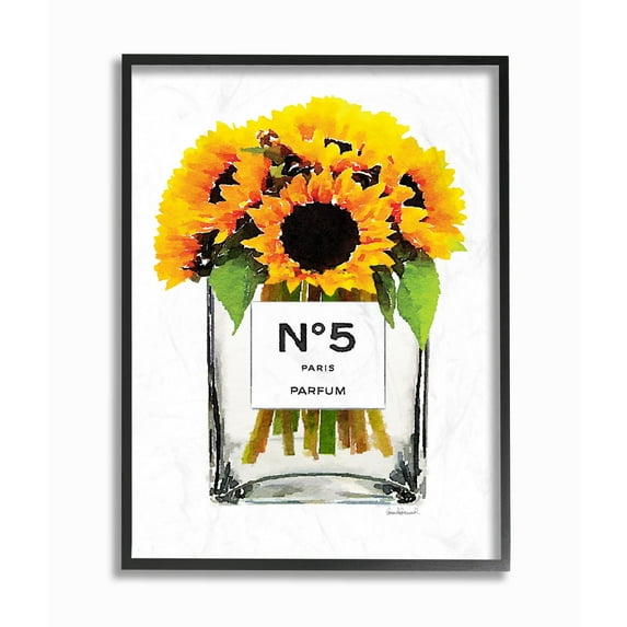 Stupell Industries Fashion Designer Flower Bottle Yellow Watercolor Framed Wall Art by Amanda Greenwood