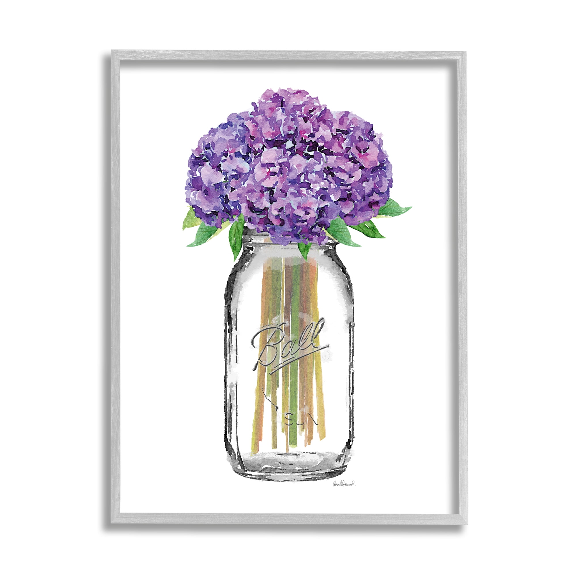 Stupell Industries Fashion Designer Flower Jar Purple Watercolor Gray Framed Art Print Wall Art, 11x14, by Amanda Greenwood
