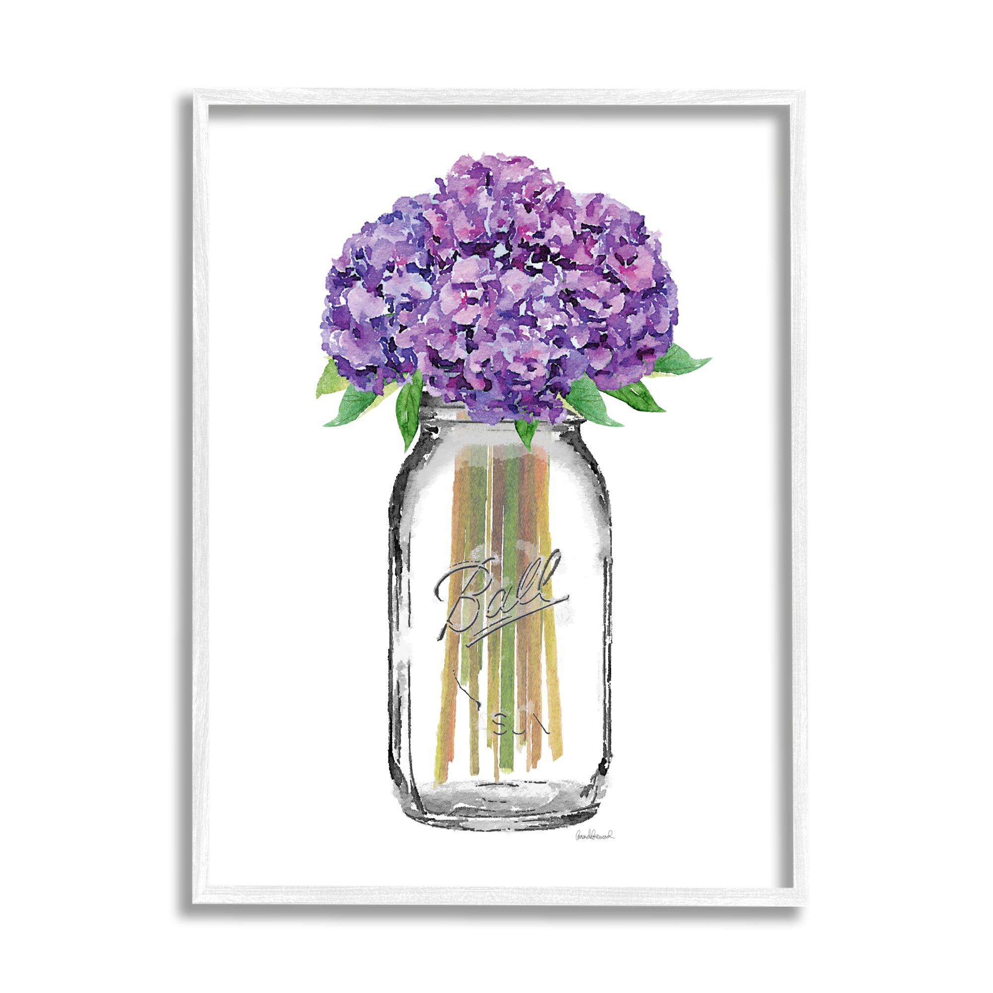 Stupell Industries Fashion Designer Flower Jar Purple Watercolor White Framed Art Print Wall Art, 11x14, by Amanda Greenwood