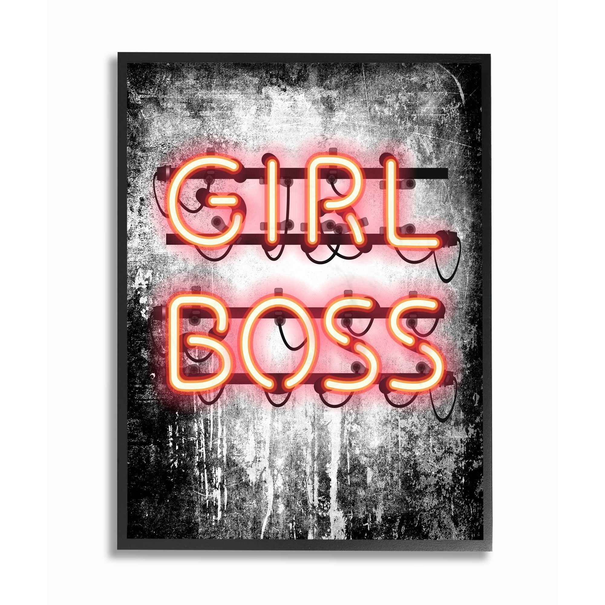 Stupell Industries Fashion Designer Girl Boss Neon Light Watercolor Framed Wall Art by Amanda Greenwood