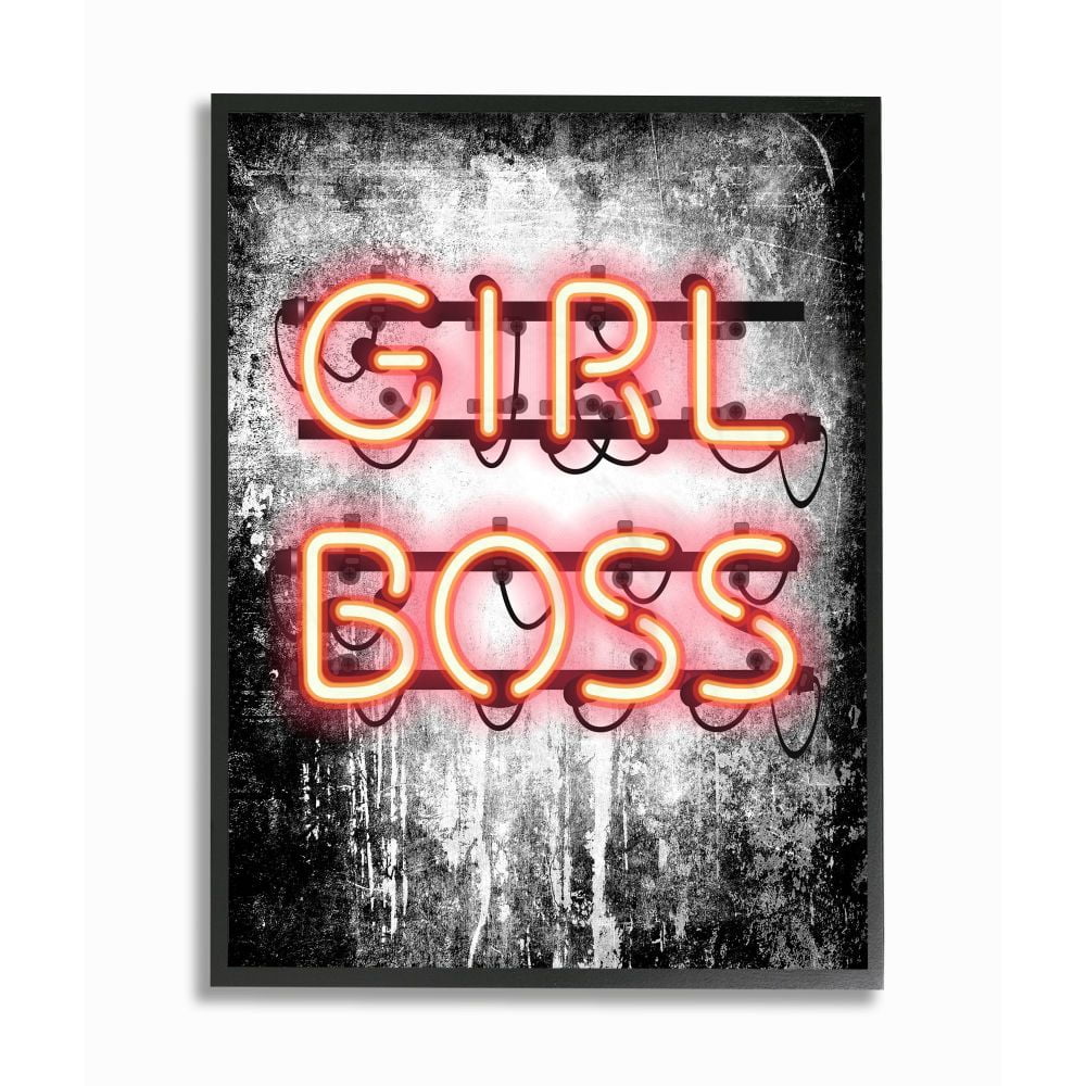 Stupell Industries Fashion Designer Girl Boss Neon Light Watercolor Framed Wall Art by Amanda Greenwood