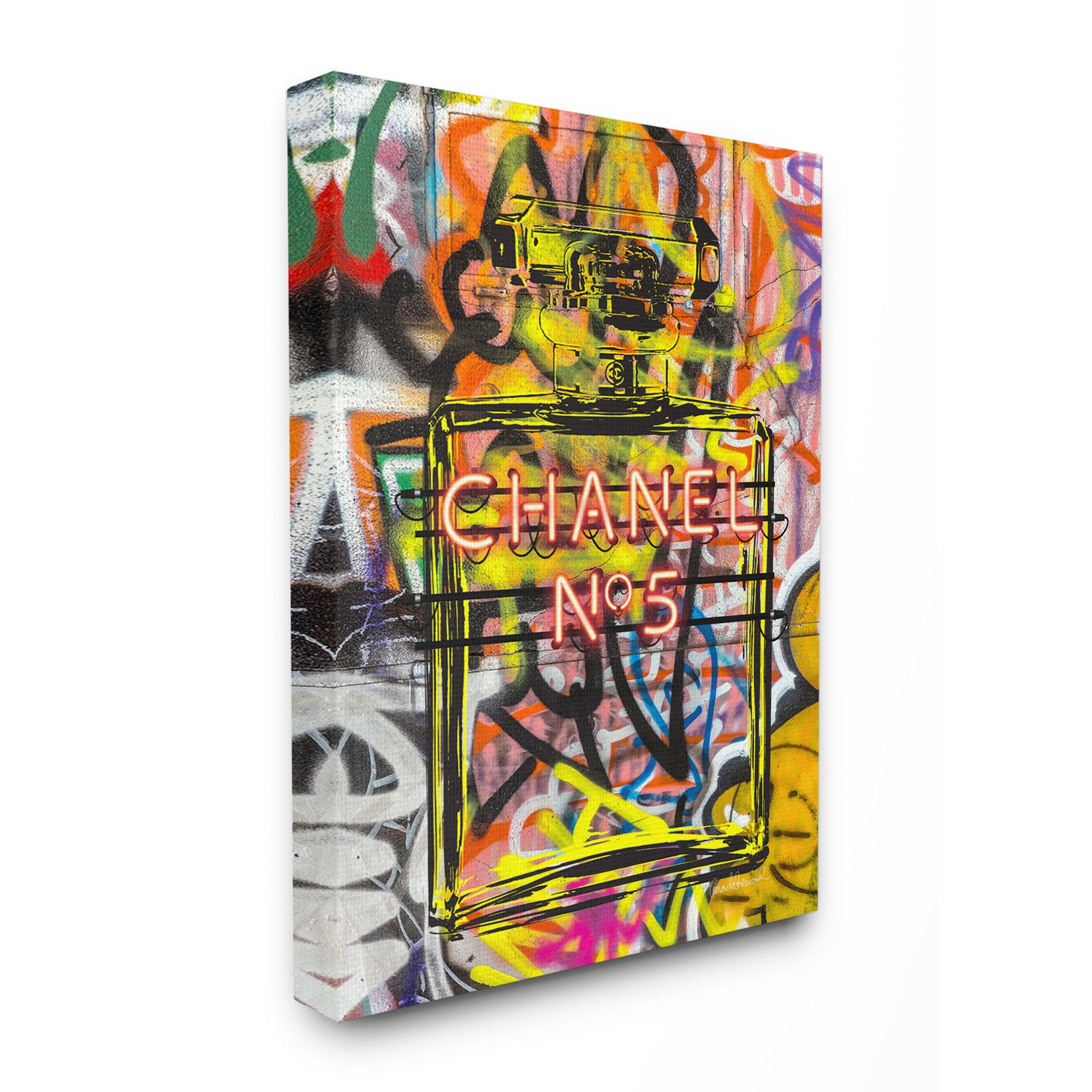 Neon Graffiti Chanel No. 5 Abstract Canvas Wall Art