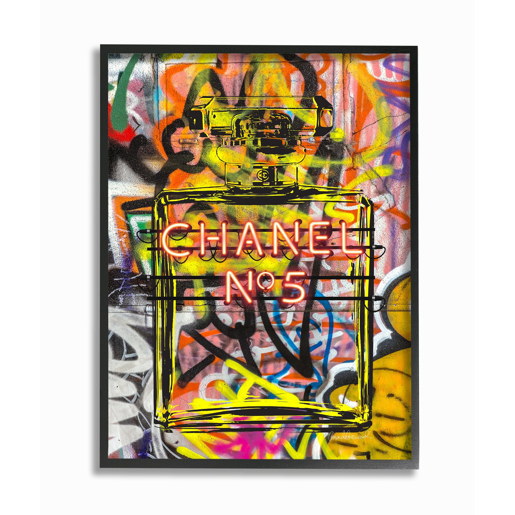 Stupell Industries Fashion Designer Graffiti Neon Lights Framed Wall Art by Amanda Greenwood
