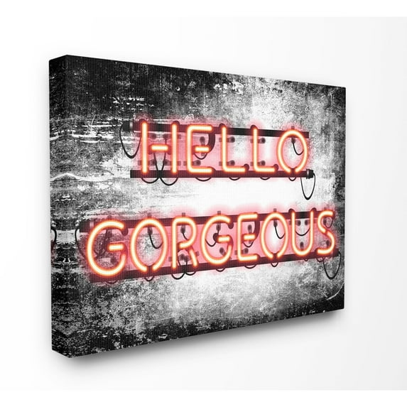 Stupell Industries Fashion Designer Hello Gorgeous Neon Light Watercolor Canvas Wall Art by Amanda Greenwood