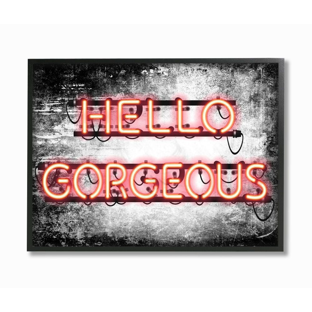Stupell Industries Fashion Designer Hello Gorgeous Neon Light Watercolor Framed Wall Art by Amanda Greenwood