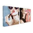 thumbnail image 1 of Stupell Industries Fashion Designer Lips Kiss Smile Blue Pink Painting 2pc Canvas Wall Art Set by Marcus Prime, 1 of 1