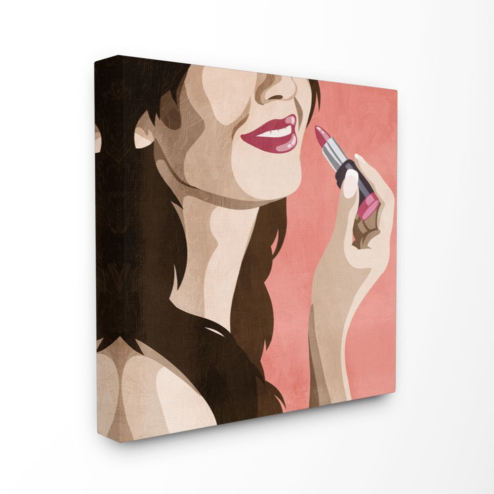 Stupell Industries Fashion Designer Lips Smile Pink Painting Canvas Wall Art by Marcus Prime