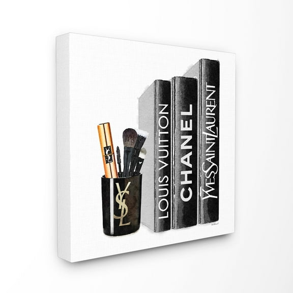 Stupell Industries Fashion Designer Makeup Bookstack Black Watercolor Canvas Wall Art by Amanda Greenwood