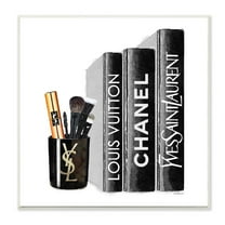 Stupell Industries Fashion Designer Makeup Bookstack Black Watercolor Wall Plaque by Amanda Greenwood