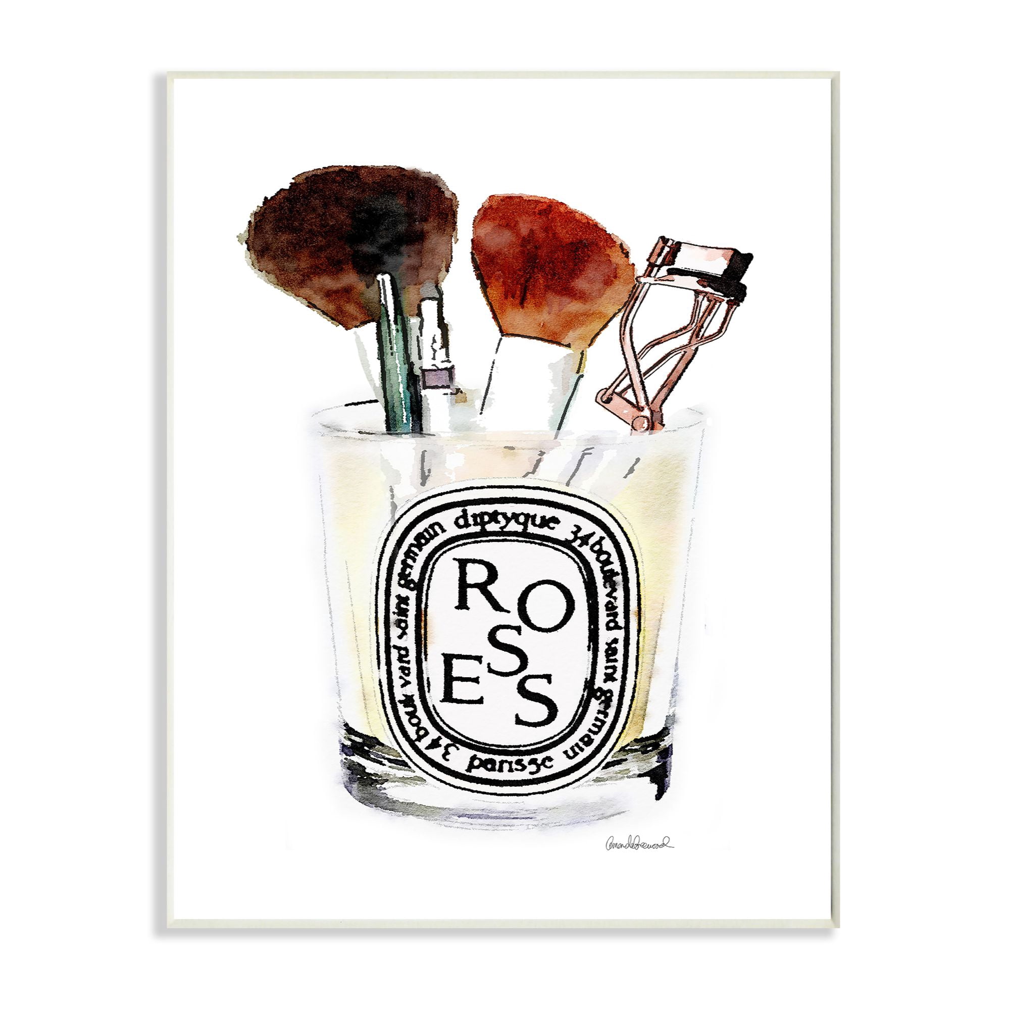 Stupell Industries Fashion Designer Makeup Glass Watercolor Wall Plaque by Amanda Greenwood