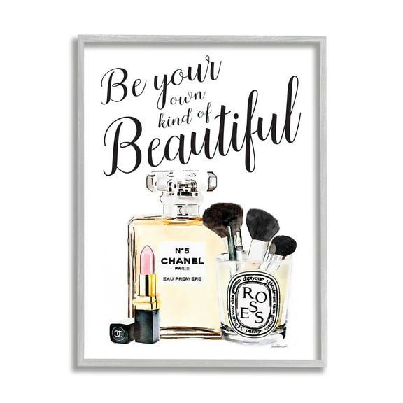Stupell Industries Fashion Designer Makeup Inspiring Word Watercolor Gray Framed Art Print Wall Art, 11x14, by Amanda Greenwood