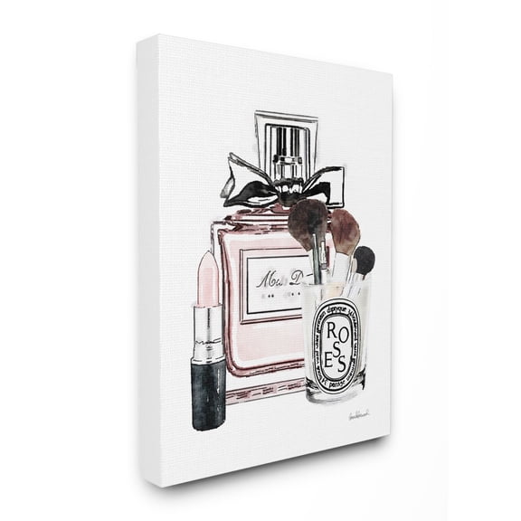 Stupell Industries Fashion Designer Makeup Perfume Lipstick Pink Watercolor Canvas Wall Art by Amanda Greenwood