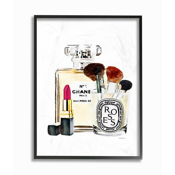 Stupell Industries Fashion Designer Makeup Perfume Lipstick Watercolor Framed Wall Art by Amanda Greenwood