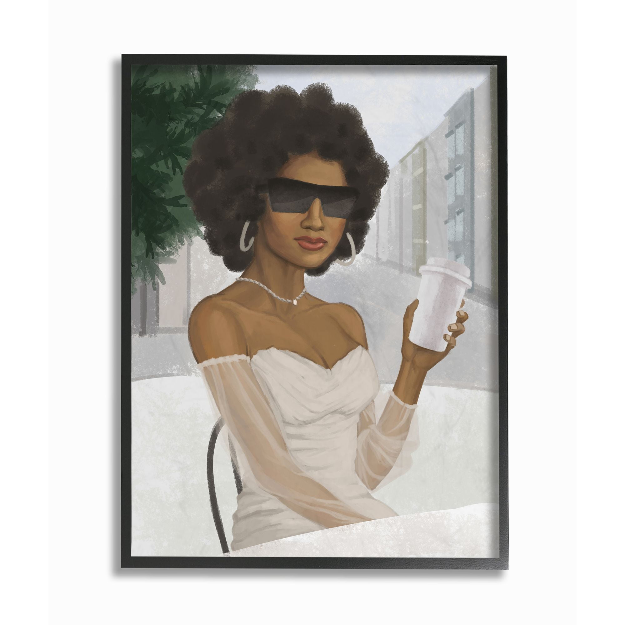 Stupell Industries Fashion Designer Model Coffee Break Painting Framed Wall Art by Ziwei Li