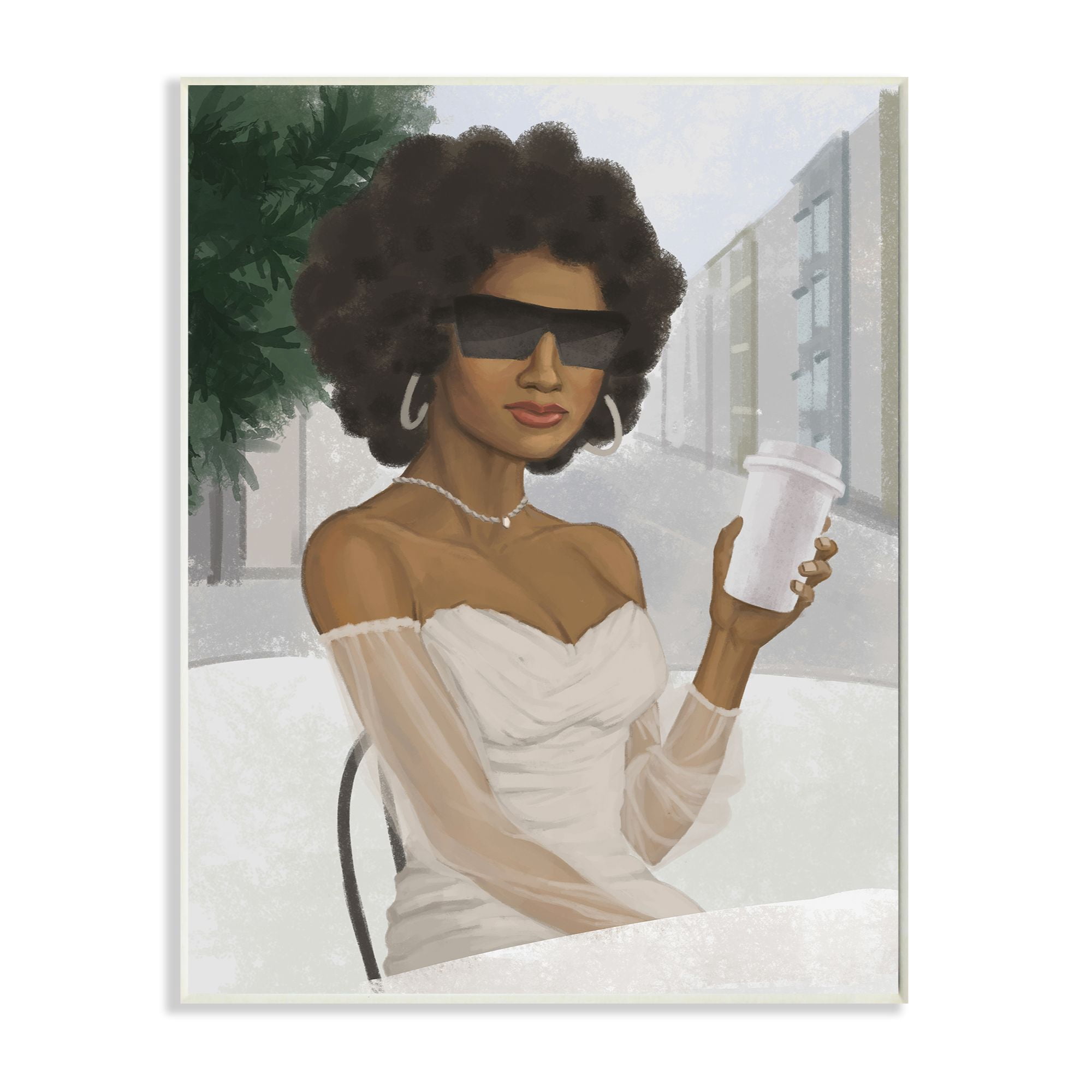 Stupell Industries Fashion Designer Model Coffee Break Painting Wall Plaque by Ziwei Li