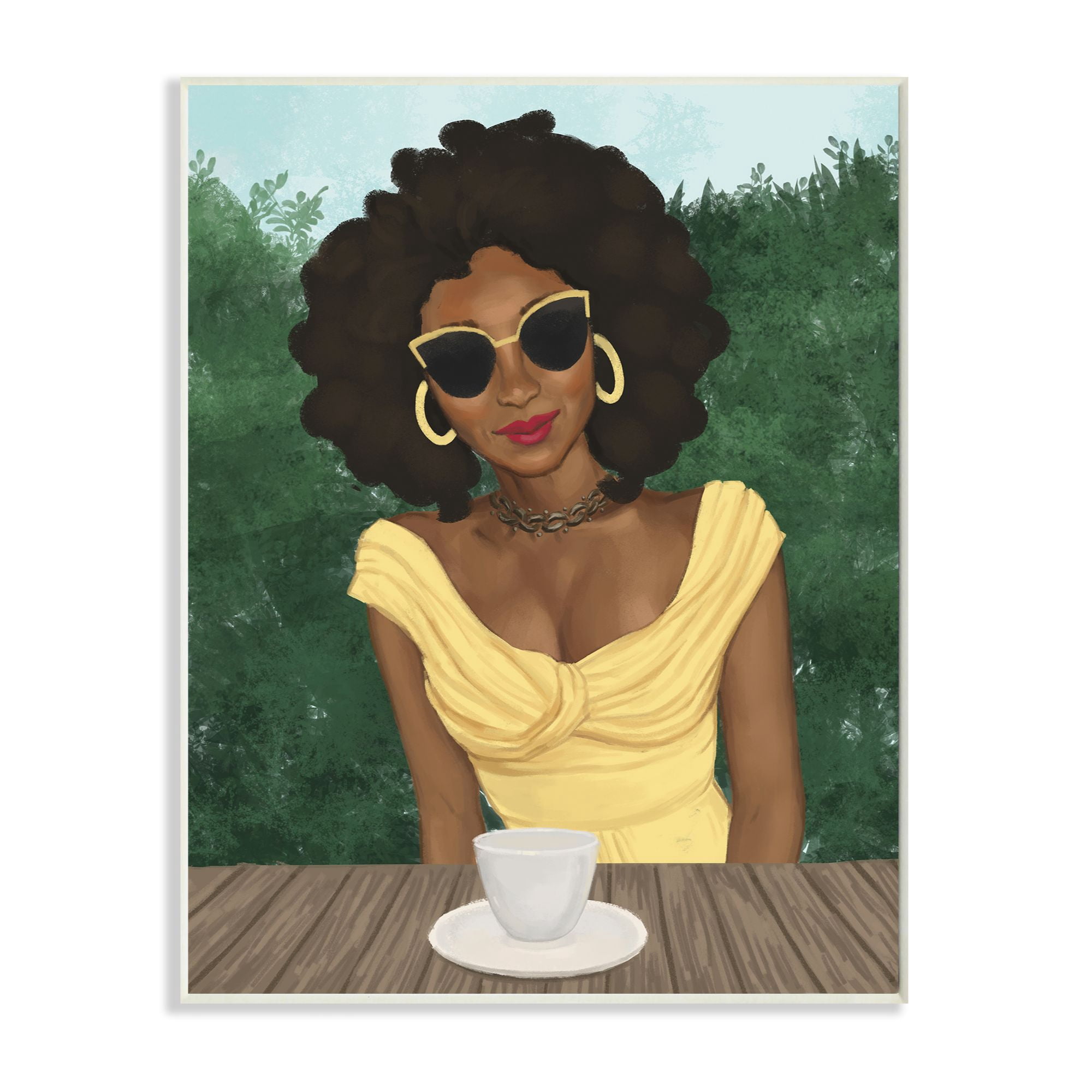 Stupell Industries Fashion Designer Model Coffee Break Yellow Green Painting Wall Plaque by Ziwei Li