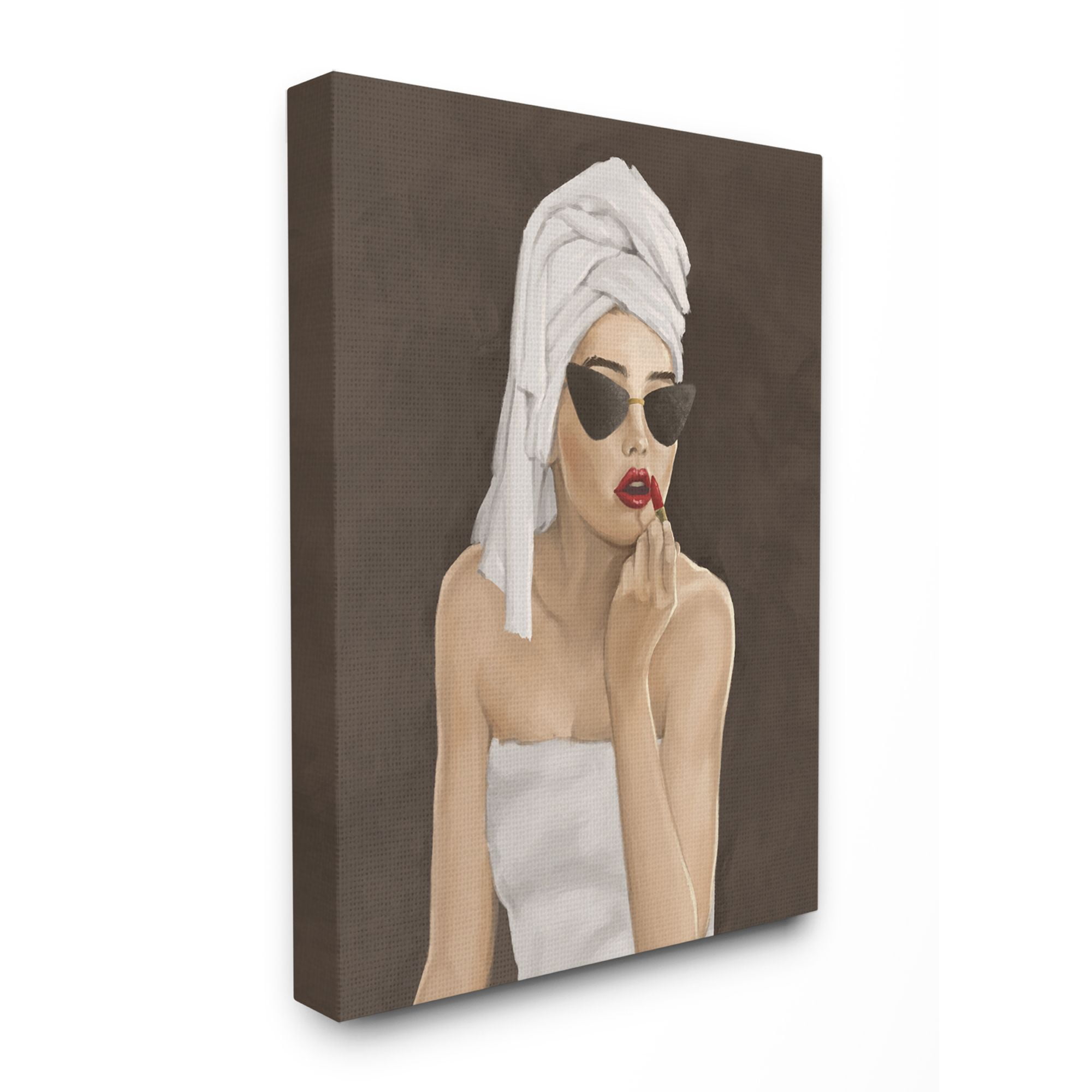 Stupell Industries Fashion Designer Model Makeup Red Brown Painting Canvas Wall Art by Ziwei Li