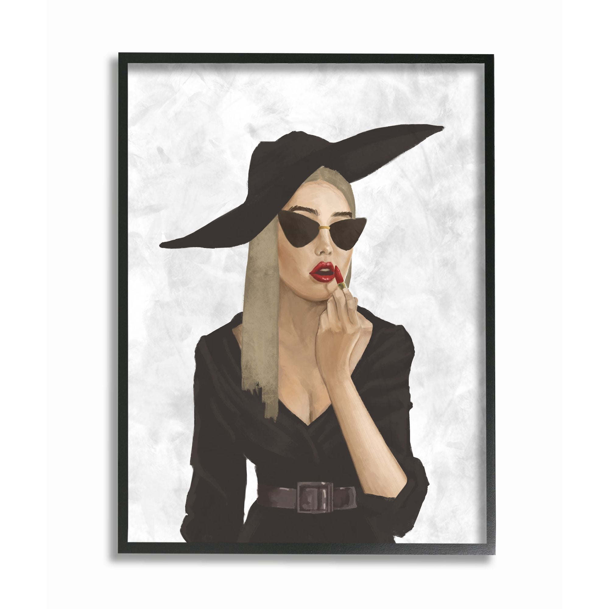 Stupell Industries Fashion Designer Model Makeup Red White Painting Framed Wall Art by Ziwei Li