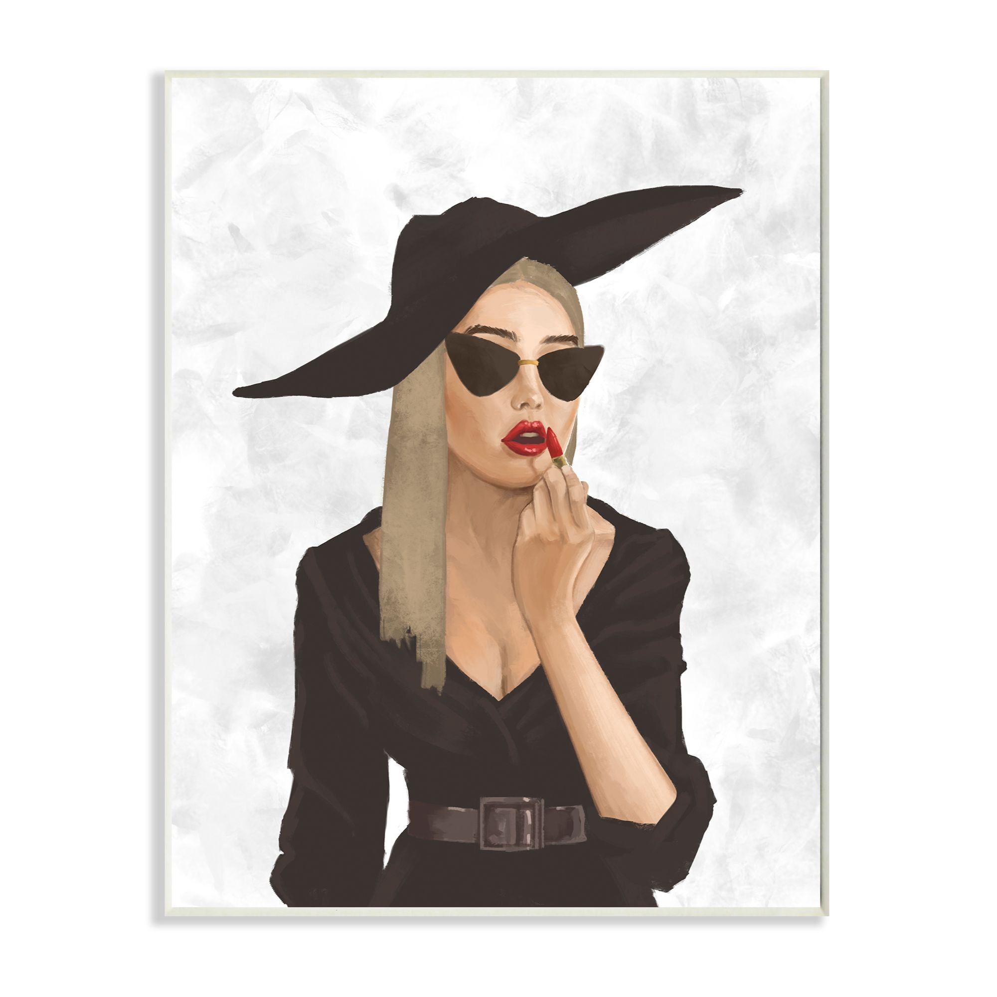 Stupell Industries Fashion Designer Model Makeup Red White Painting Wall Plaque by Ziwei Li