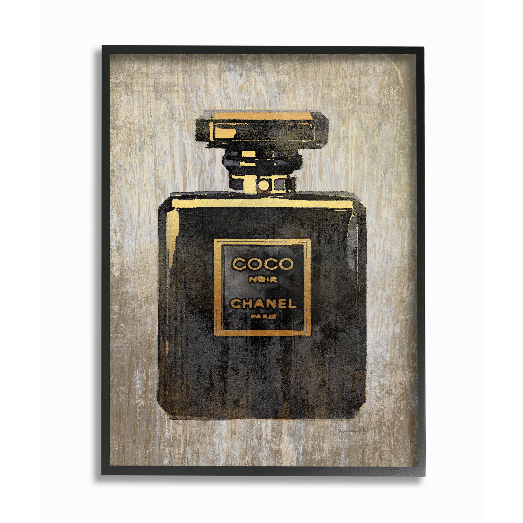 Stupell Industries Fashion Designer Perfume Black Gold Textured Watercolor Framed Wall Art by Amanda Greenwood