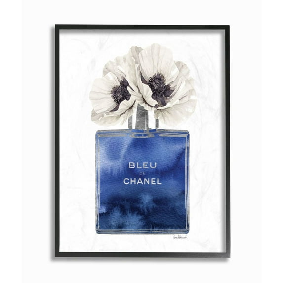 Stupell Industries Fashion Designer Perfume Flower Blue Watercolor Framed Wall Art by Amanda Greenwood