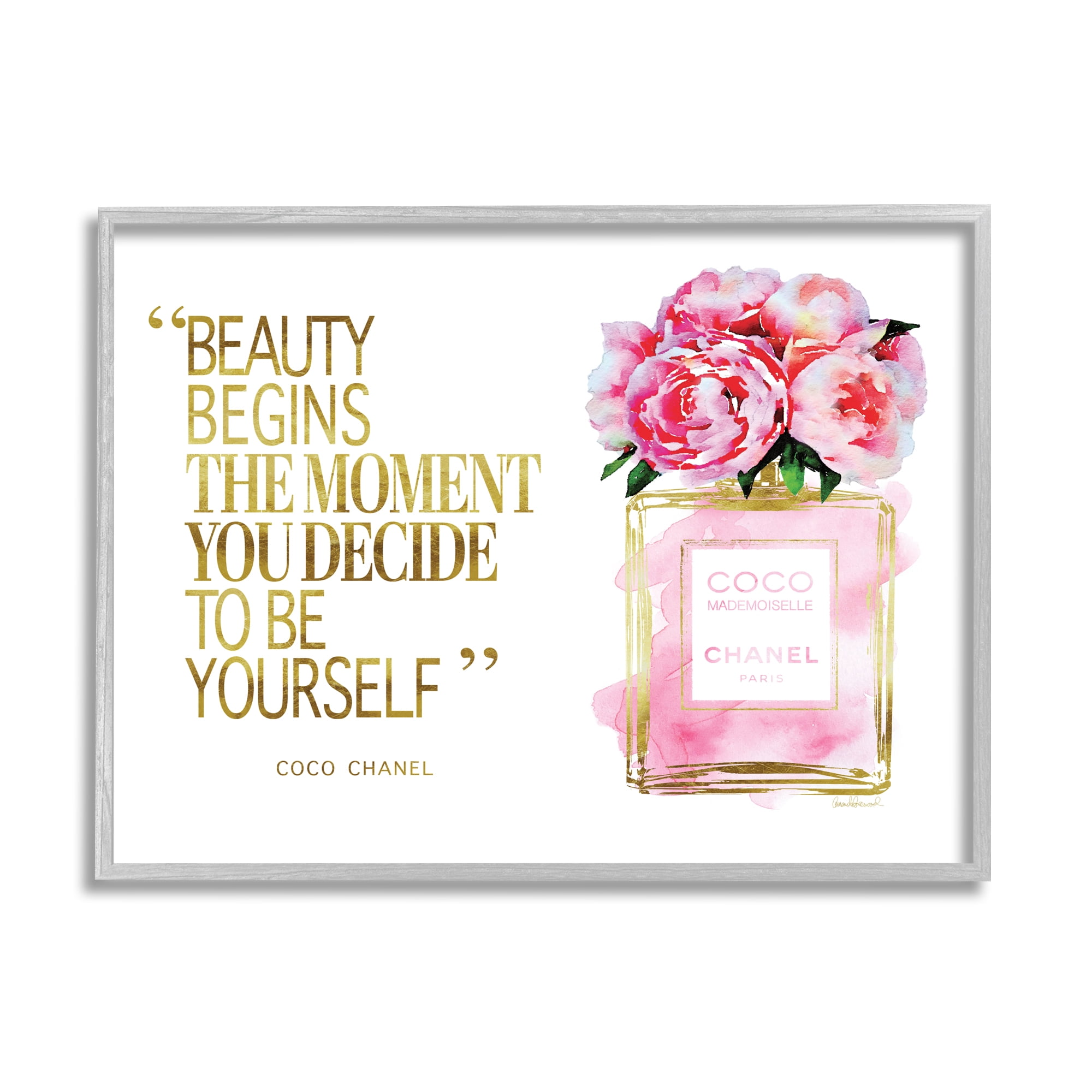 Stupell Industries Fashion Designer Perfume Gold Pink Watercolor Inspirational Word , 16 x 20,Design by Amanda Greenwood