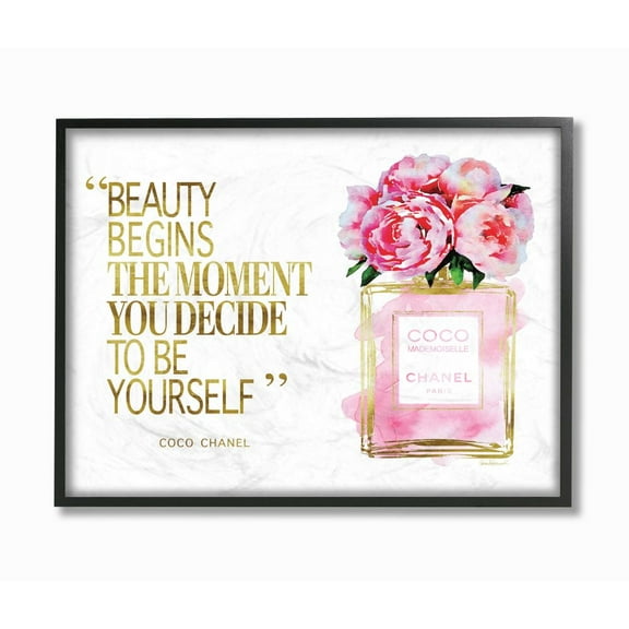 Stupell Industries Fashion Designer Perfume Gold Pink Watercolor Inspirational Word Framed Wall Art by Amanda Greenwood